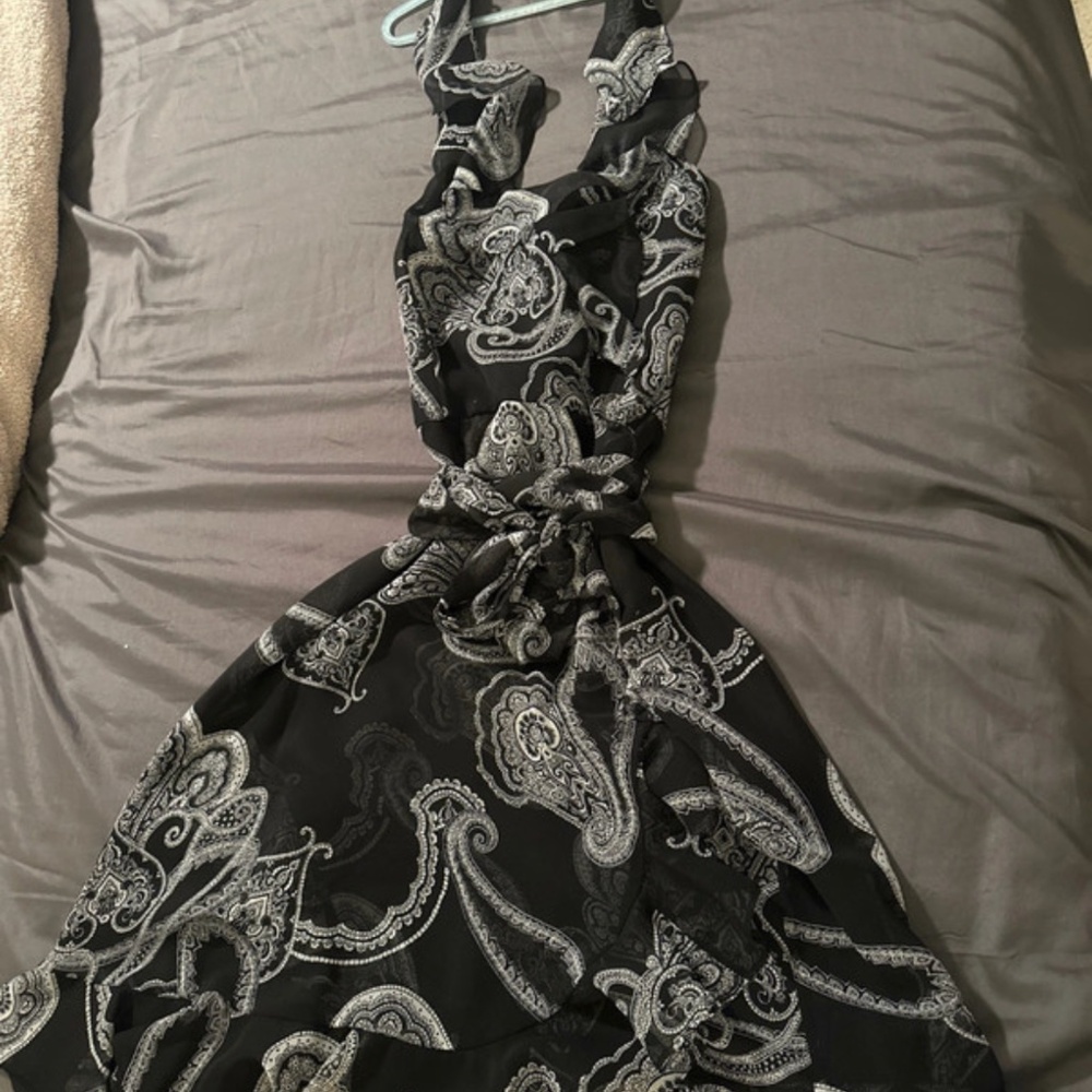 Black Paisley Halter Dress
